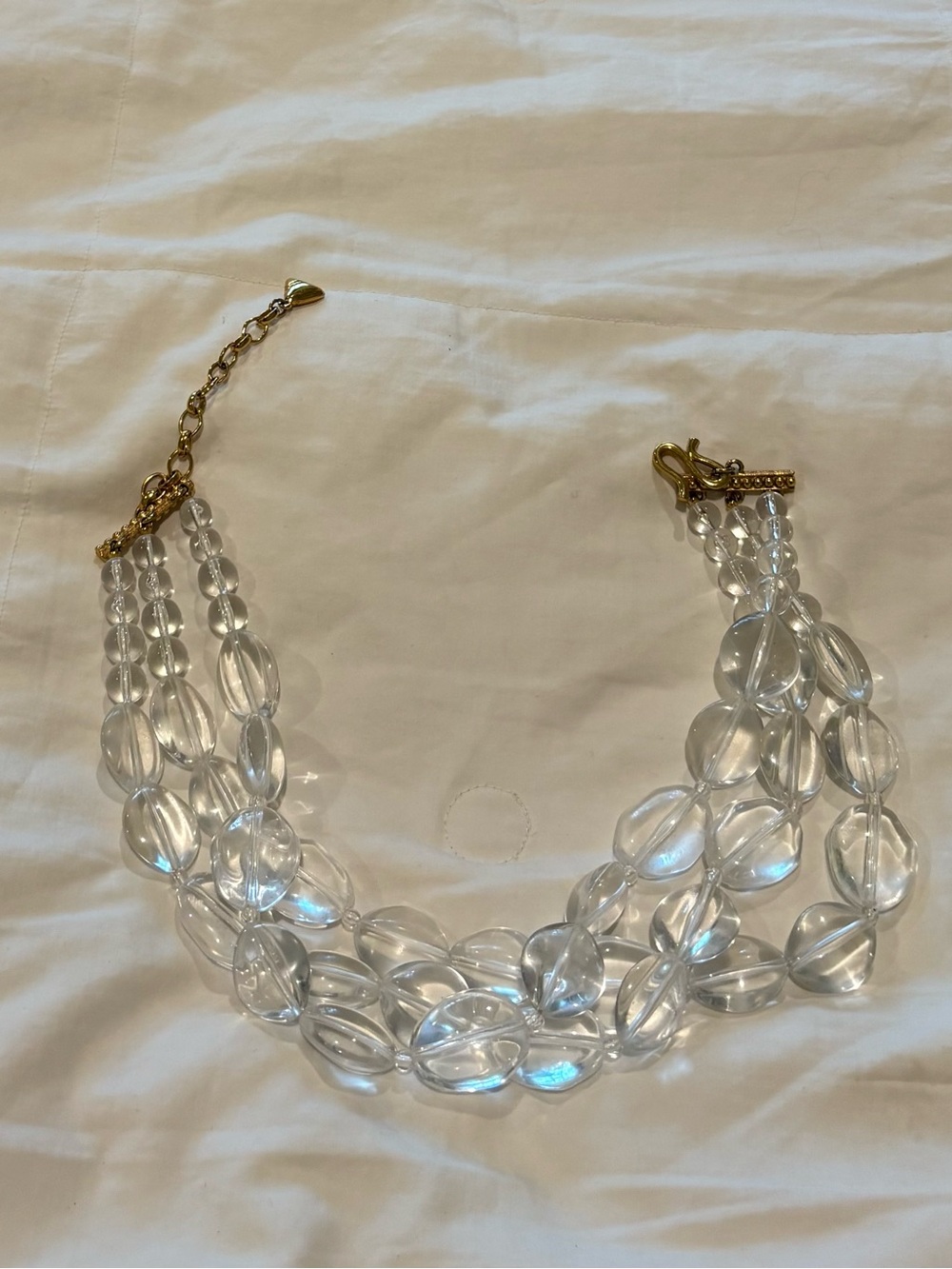 Liz Claiborne Clear Multi-Strand Beaded Choker Necklace with Gold Hardware